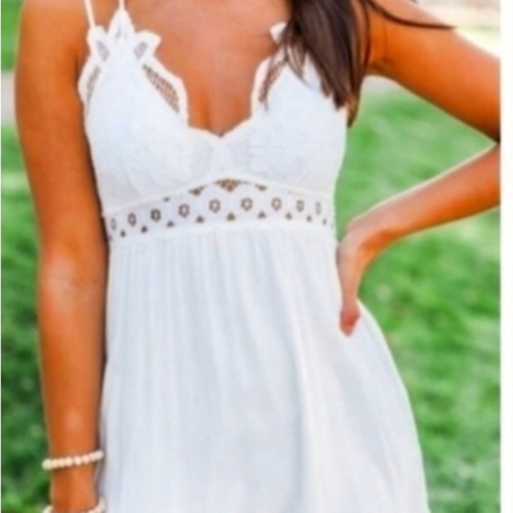 Pink Lily Won’t Forget Me white mini dress